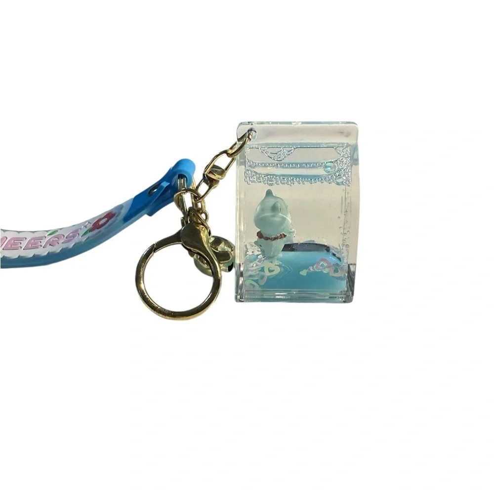 Clear House Keychain with Floating Kitty & Sparkly Hearts